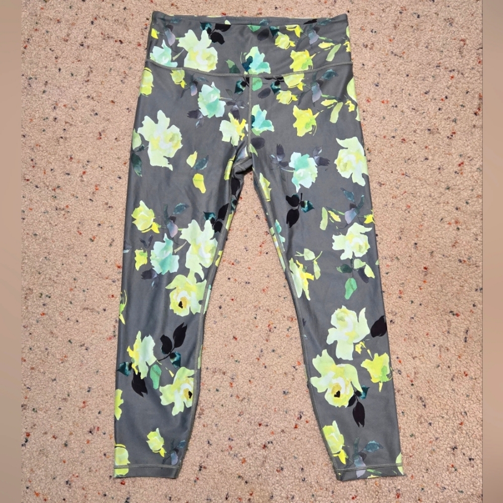 Athleta Elation Painted Flowers Tight/Legging/juniper green/ Large